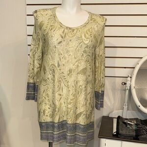 Studio Woman Paisley Tunic Top with Blue Accents